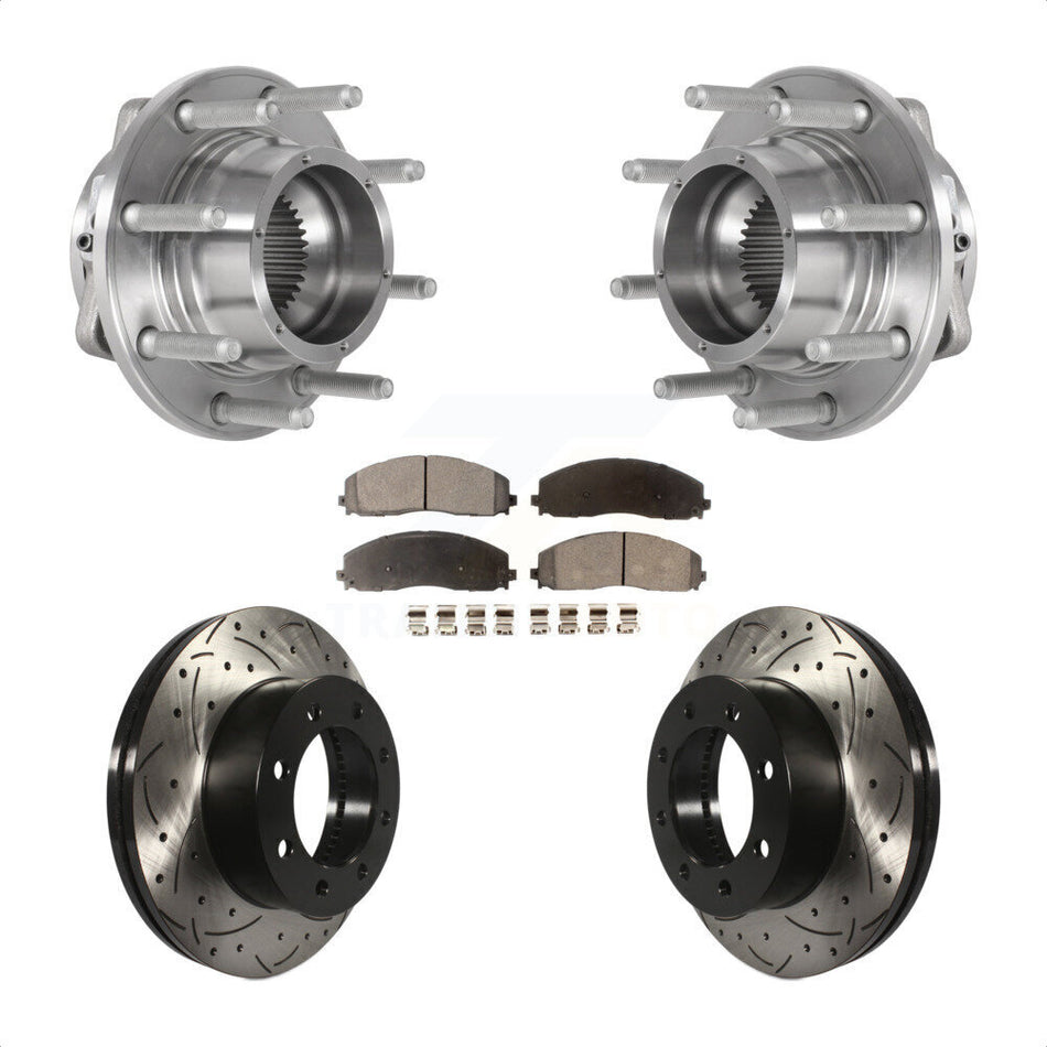 Front Hub Bearing Coat Drill Slot Brake Rotor Pad Kit For Ford F-350 Super Duty F-250 4WD KBB-125602