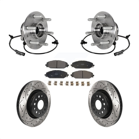 Front Hub Bearing Drill Slot Brake Rotor Pads Kit For Ram 1500 Without 22" Factory Wheels KBB-125606