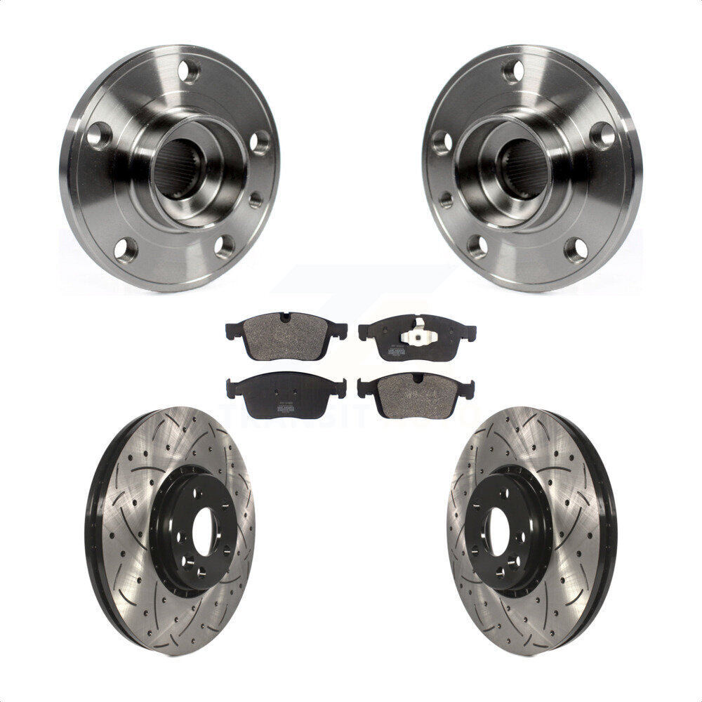 Front Hub Bearing Assembly Coated Drilled Slotted Disc Brake Rotor Pad Kit For Volvo XC60 KBB-125608