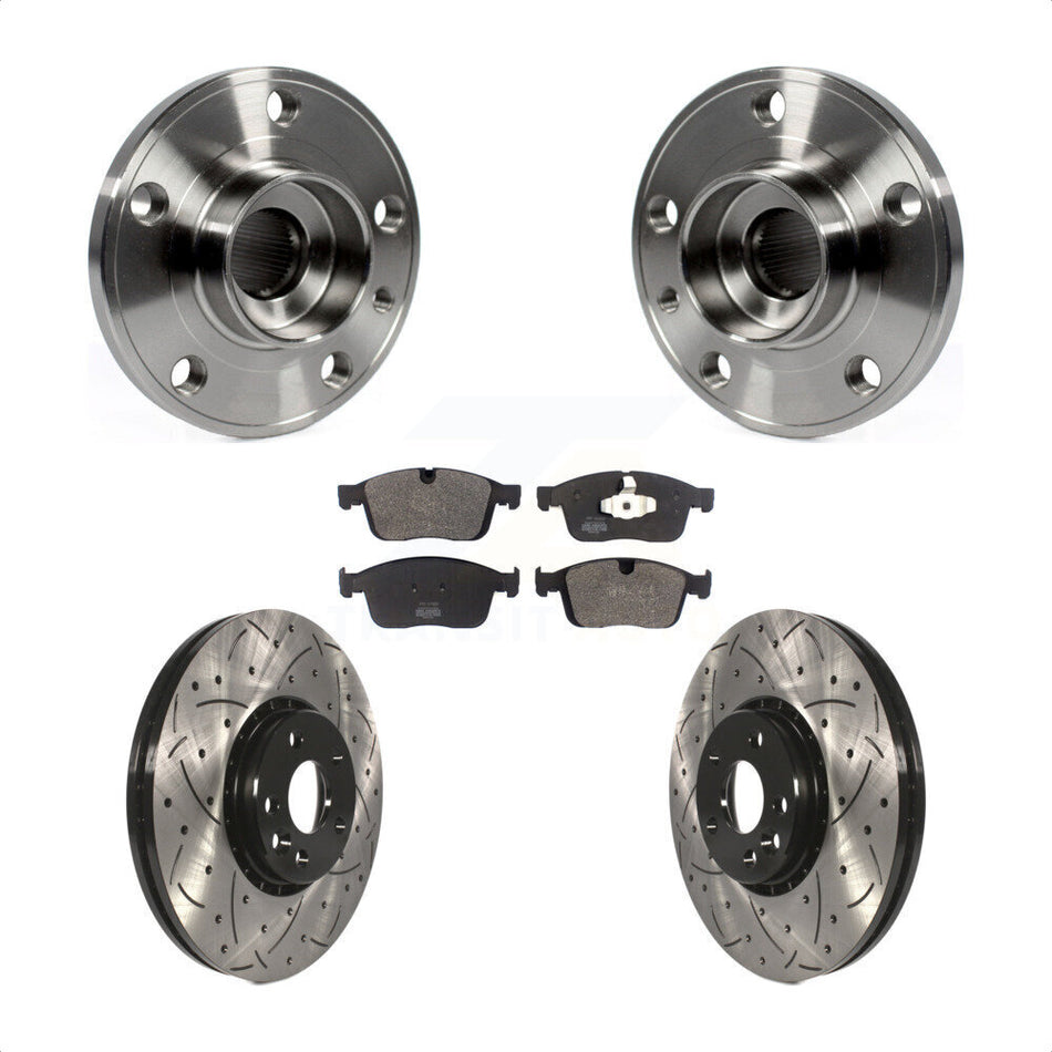 Front Hub Bearing Assembly Coated Drilled Slotted Disc Brake Rotor Pad Kit For Volvo XC60 KBB-125608