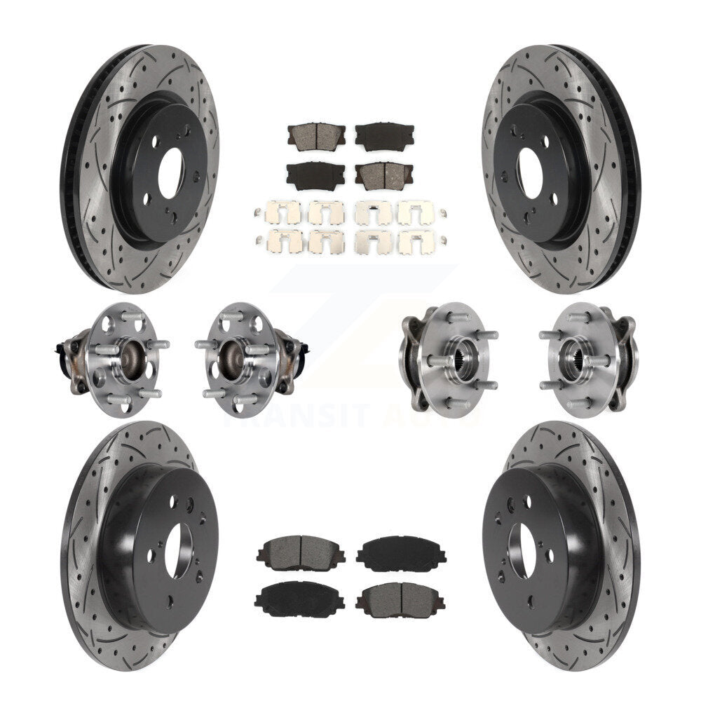 Front Rear Hub Bearings Coated Disc Brake Rotors And Pads Kit (10Pc) For Toyota Camry KBB-125616