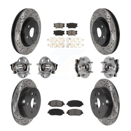 Front Rear Hub Bearings Coated Disc Brake Rotors And Pads Kit (10Pc) For Toyota Camry KBB-125616