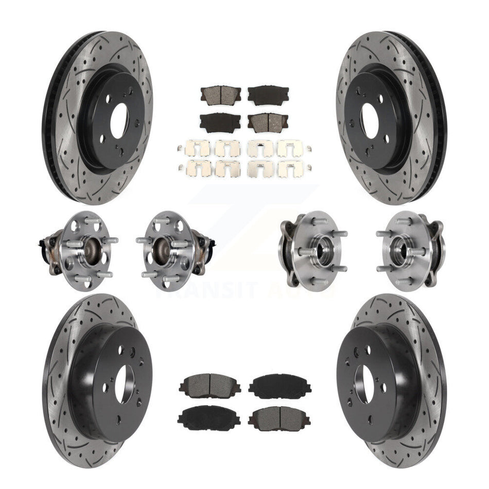 Front Rear Hub Bearings Coated Disc Brake Rotors And Pads Kit (10Pc) For Toyota Camry KBB-125616