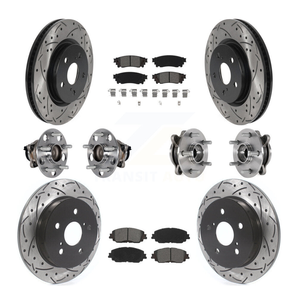 Front Rear Hub Bearings Coated Disc Brake Rotors And Pads Kit (10Pc) For Toyota Camry KBB-125617