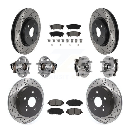 Front Rear Hub Bearings Coated Disc Brake Rotors And Pads Kit (10Pc) For Toyota Camry KBB-125617