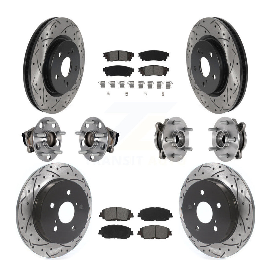 Front Rear Hub Bearings Coated Disc Brake Rotors And Pads Kit (10Pc) For Toyota Camry KBB-125617
