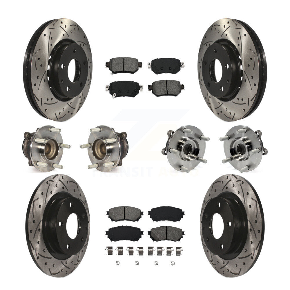 Front Rear Hub Bearing Coated Brake Rotor Pads Kit (10Pc) For Mazda 6 Naturally Aspirated KBB-125637