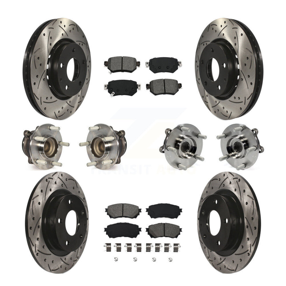 Front Rear Hub Bearing Coated Brake Rotor Pads Kit (10Pc) For Mazda 6 Naturally Aspirated KBB-125637