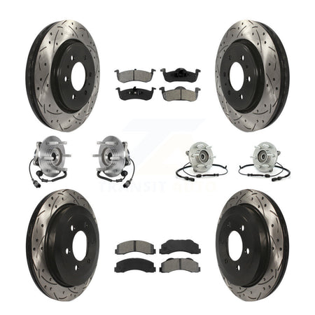 Front Rear Hub Bearing Coated Brake Rotor Pads Kit (10Pc) For Ford Expedition Lincoln 4WD KBB-125638