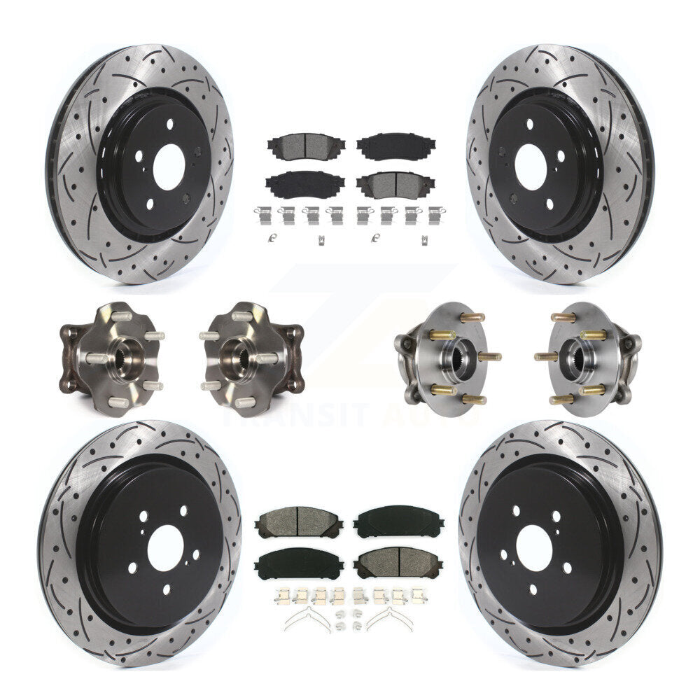 Front Rear Hub Bearing Coated Brake Rotor & Pads Kit (10Pc) For Lexus RX350 RX450h RX350L KBB-125645