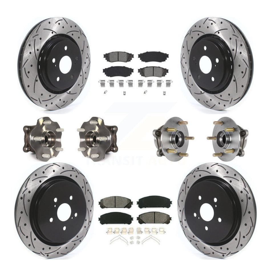 Front Rear Hub Bearing Coated Brake Rotor & Pads Kit (10Pc) For Lexus RX350 RX450h RX350L KBB-125645