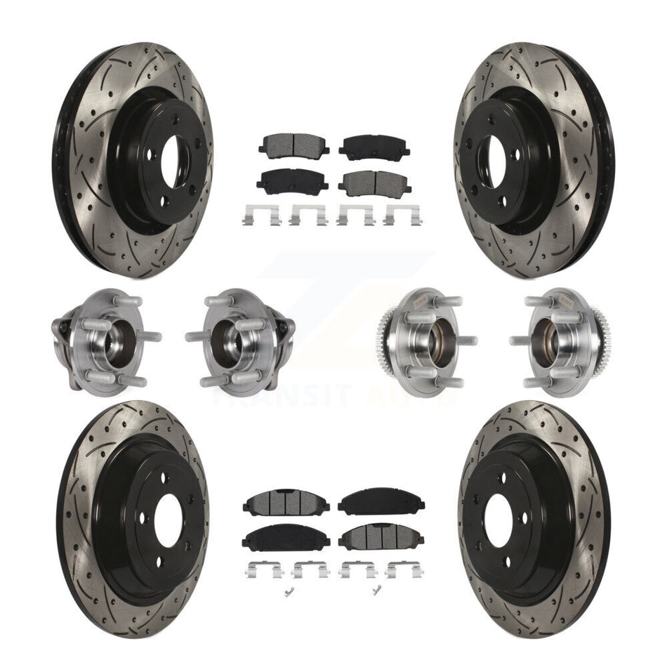 Front Rear Hub Bearing Coated Brake Rotor & Pads Kit (10Pc) For Ford Mustang V6 with 3.7L KBB-125647