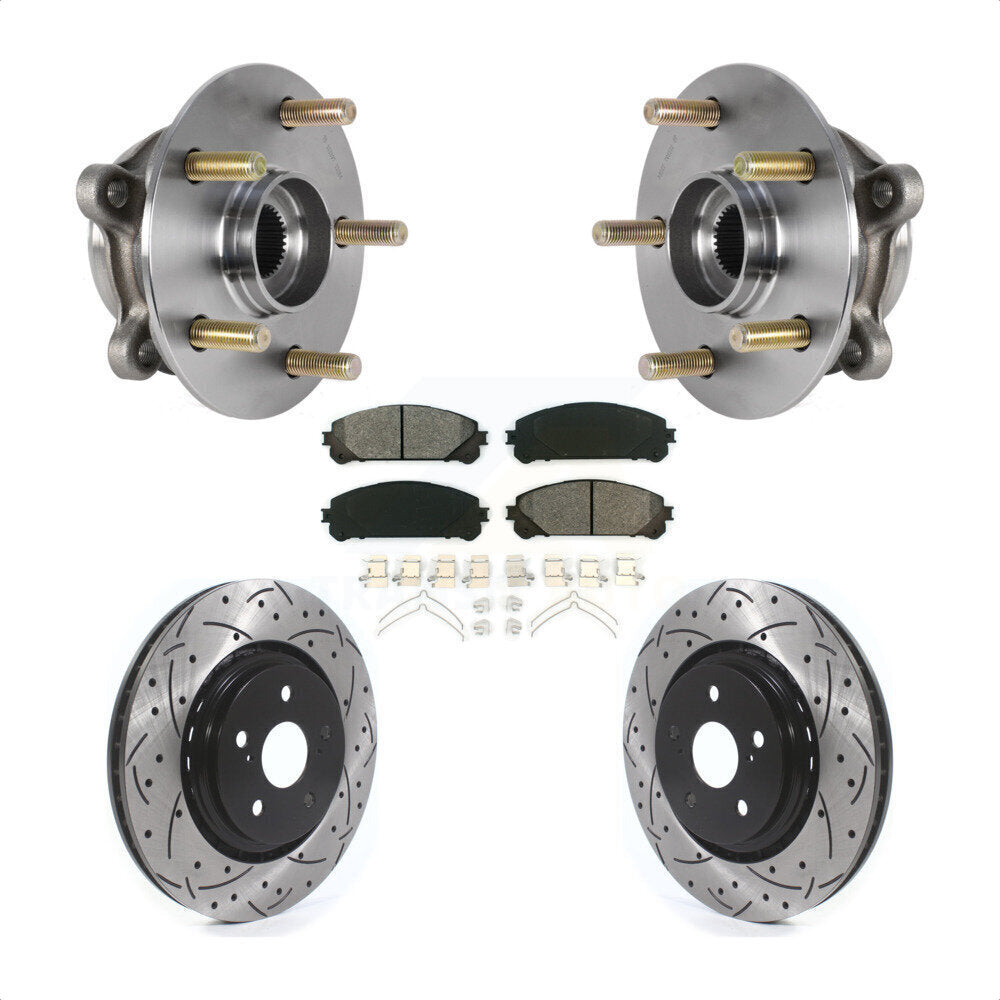 Front Hub Bearing Drilled Slot Brake Rotor Pads Kit For Lexus RX350 RX450h RX350L RX450hL KBB-125656