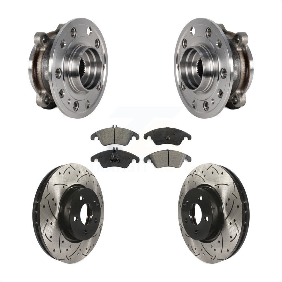 Front Bearing Assembly Drilled Slot Brake Rotor & Pad Kit For 2017 Mercedes-Benz E400 AWD KBB-125657