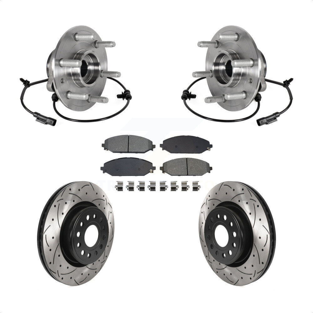 Front Hub Bearing Drill Slot Brake Rotor Pads Kit For Ram 1500 Without 22" Factory Wheels KBB-125658