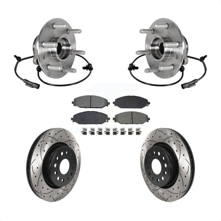 Front Hub Bearing Drill Slot Brake Rotor Pads Kit For Ram 1500 Without 22" Factory Wheels KBB-125658
