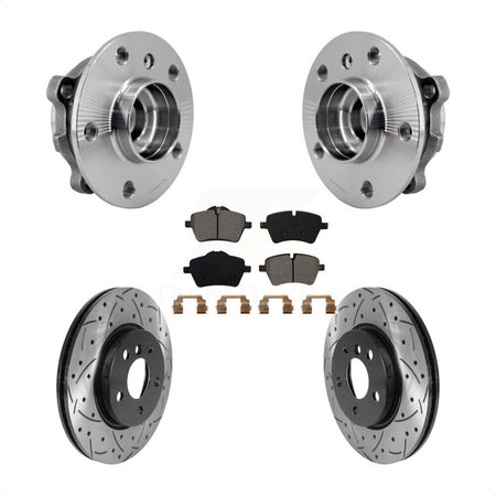 Front Hub Bearing Assembly Coated Drilled Slotted Brake Rotor And Pad Kit For Mini Cooper KBB-125667