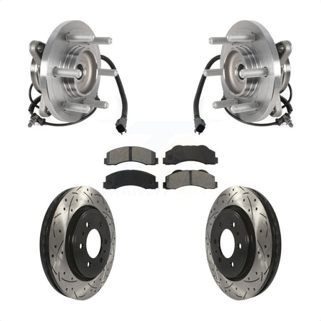 Front Hub Bearing Drilled Slot Brake Rotor Pads Kit For Ford Expedition Lincoln Navigator KBB-125670