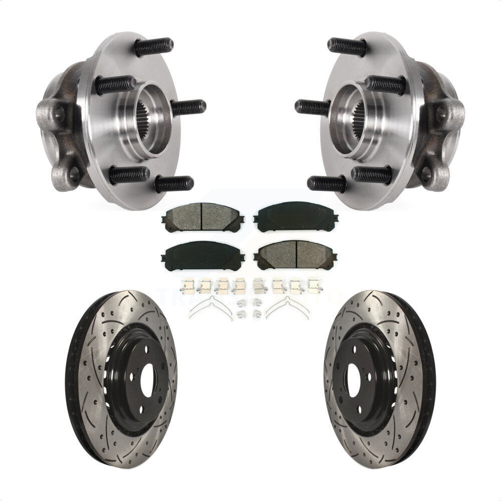 Front Hub Bearing Assembly Drilled Slot Brake Rotor Pad Kit For Lexus NX300 NX200t NX300h KBB-125673