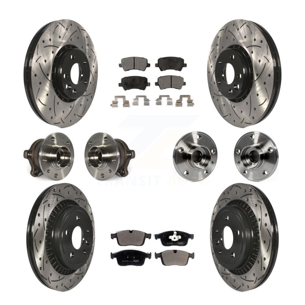 Front Rear Hub Bearing Coated Disc Brake Rotor And Pad Kit (10Pc) For 2017 Volvo XC60 AWD KBB-125695
