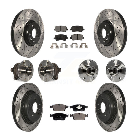 Front Rear Hub Bearing Coated Disc Brake Rotor And Pad Kit (10Pc) For 2017 Volvo XC60 AWD KBB-125695