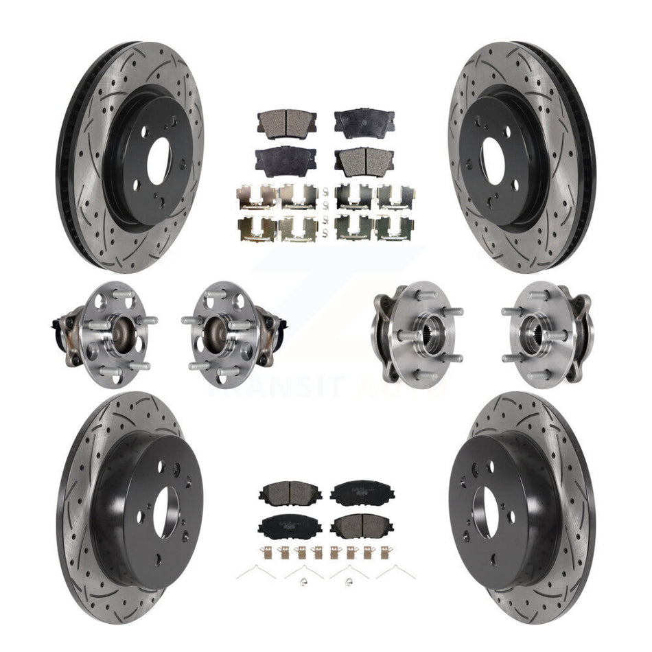 Front Rear Hub Bearings Coated Disc Brake Rotors And Pads Kit (10Pc) For Toyota Camry KBB-125697
