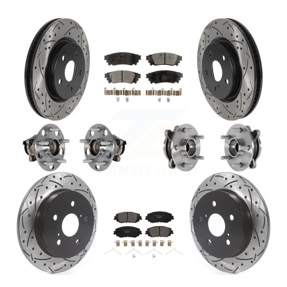 Front Rear Hub Bearings Coated Disc Brake Rotors And Pads Kit (10Pc) For Toyota Camry KBB-125698
