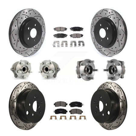 Front Rear Hub Bearings Coated Disc Brake Rotors And Pads Kit (10Pc) For Subaru Crosstrek KBB-125716