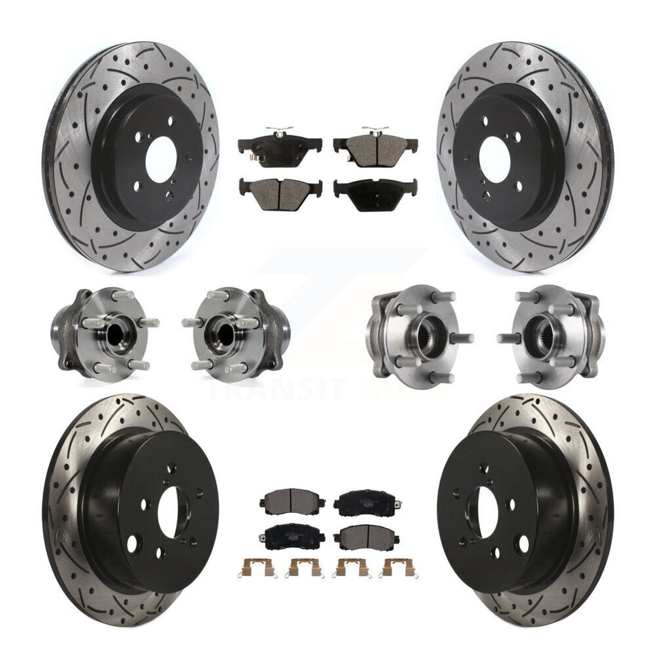 Front Rear Hub Bearing Coat Brake Rotor Pad Kit (10Pc) For 20 Subaru Crosstrek GAS engine KBB-125717