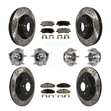 Front Rear Hub Bearing Coated Brake Rotor & Pads Kit (10Pc) For Ford Mustang V6 with 3.7L KBB-125721