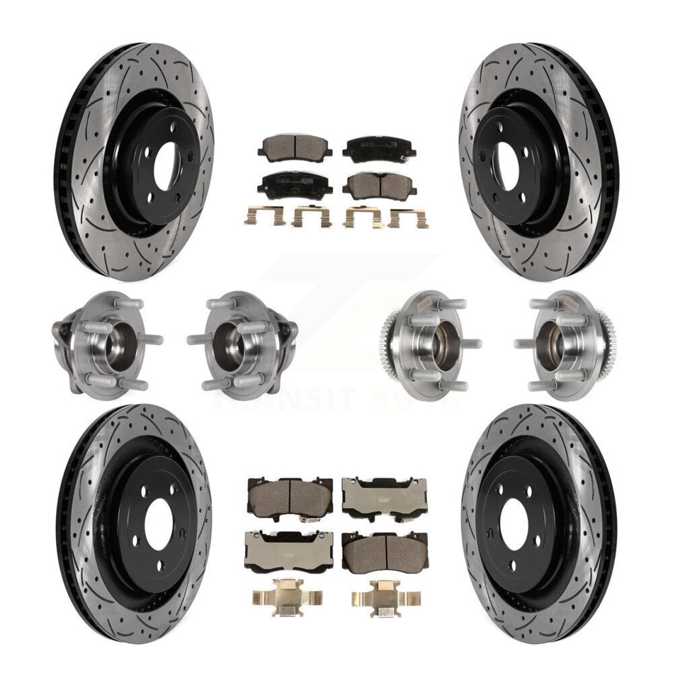 Front Rear Hub Bearings Coated Disc Brake Rotors And Pads Kit (10Pc) For Ford Mustang KBB-125722