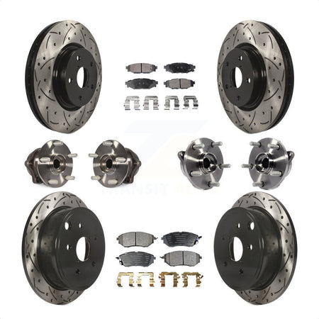 Front Rear Hub Bearing Coated Disc Brake Rotor And Ceramic Pads Kit (10Pc) For Subaru WRX KBB-125736
