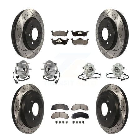 Front Rear Hub Bearing Coated Brake Rotor Pads Kit (10Pc) For Ford Expedition Lincoln 4WD KBB-125739