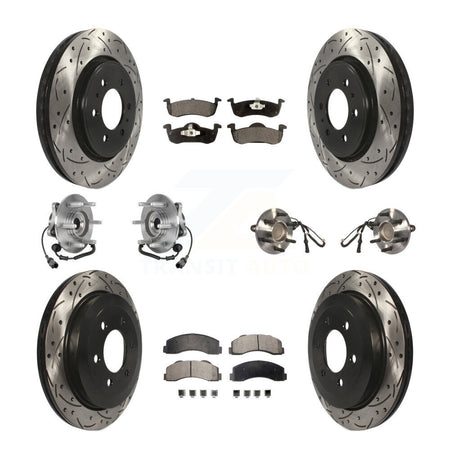 Front Rear Hub Bearing Coated Brake Rotor Pads Kit (10Pc) For Ford Expedition Lincoln RWD KBB-125740