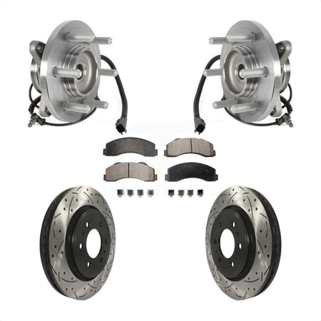 Front Hub Bearing Drilled Slot Brake Rotor Pads Kit For Ford Expedition Lincoln Navigator KBB-125747