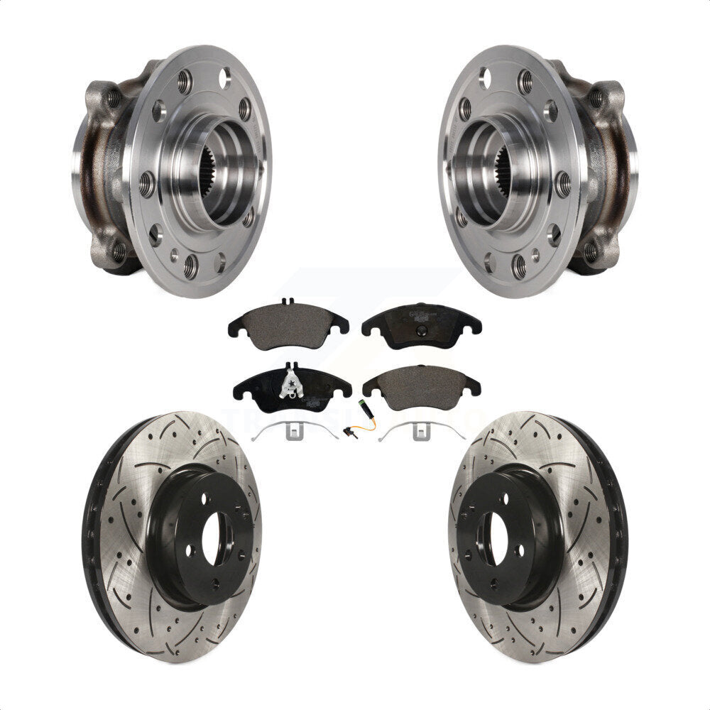 Front Bearing Assembly Drilled Slot Brake Rotor & Pad Kit For 2017 Mercedes-Benz E400 AWD KBB-125750