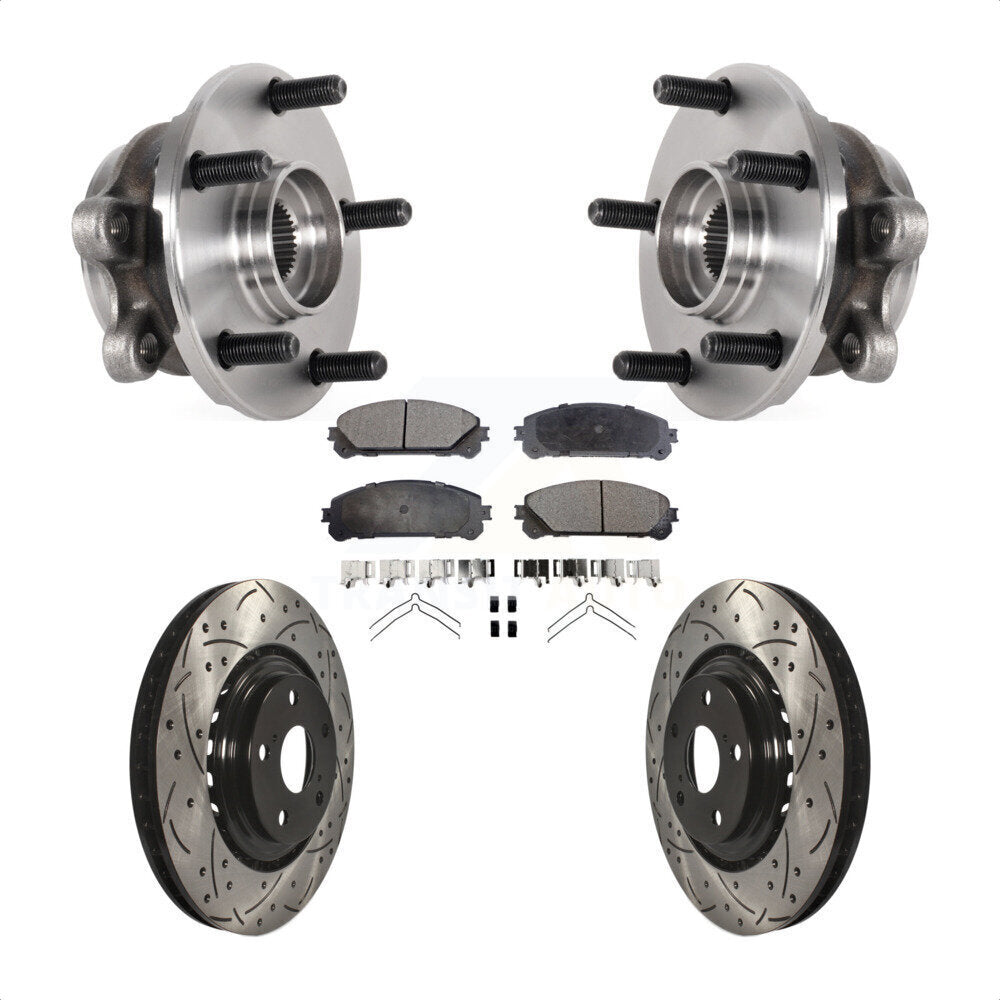 Front Hub Bearing Assembly Drilled Slot Brake Rotor Pad Kit For Lexus NX300 NX200t NX300h KBB-125751