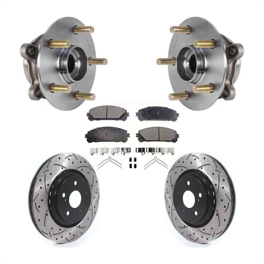Front Hub Bearing Drilled Slot Brake Rotor Pads Kit For Lexus RX350 RX450h RX350L RX450hL KBB-125752