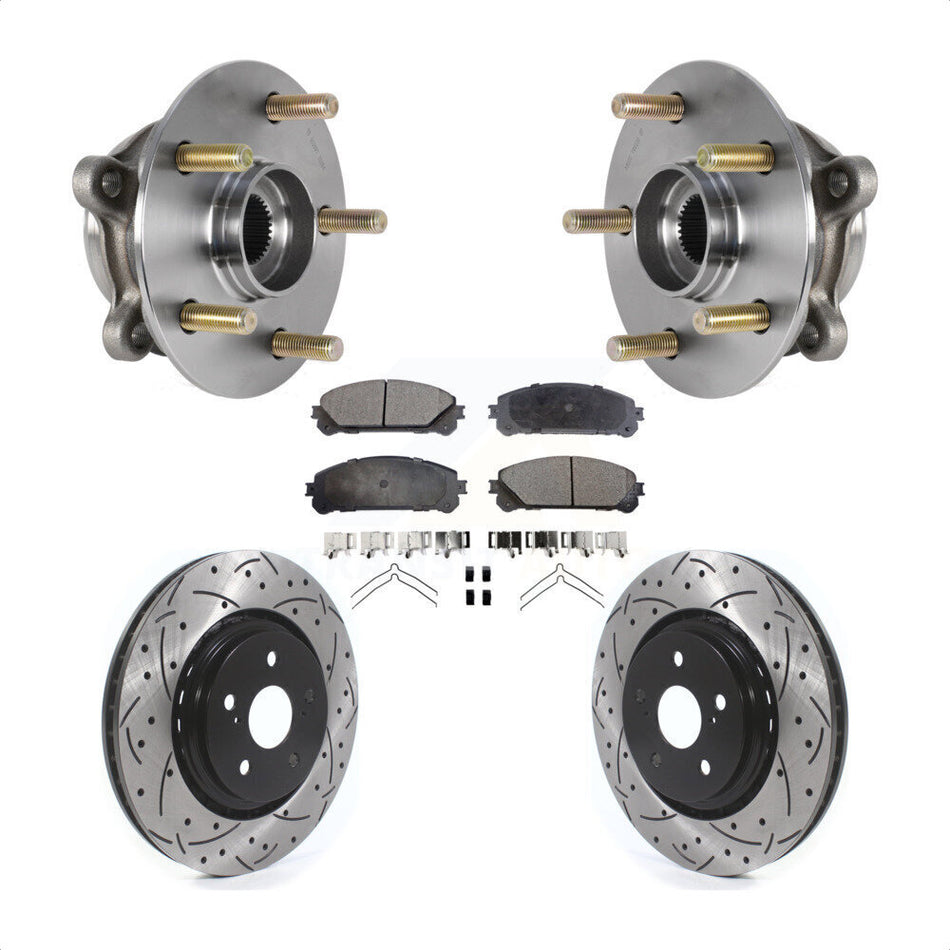 Front Hub Bearing Drilled Slot Brake Rotor Pads Kit For Lexus RX350 RX450h RX350L RX450hL KBB-125752