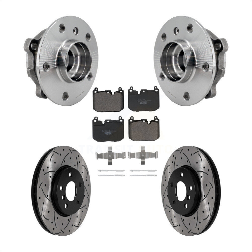 Front Hub Bearing Coat Drill Slot Brake Rotor Pad Kit For 2017-2020 Mini Cooper Clubman S KBB-125754