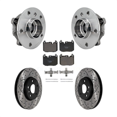 Front Hub Bearing Coat Drill Slot Brake Rotor Pad Kit For 2017-2020 Mini Cooper Clubman S KBB-125754