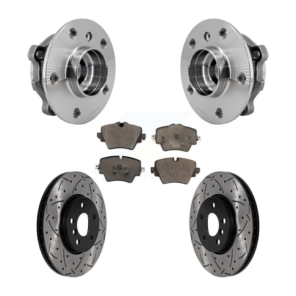 Front Hub Bearing Coat Drill Slot Brake Rotor Pads Kit For Mini Cooper Countryman Clubman KBB-125755