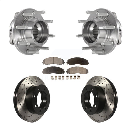 Front Hub Bearing Coat Drill Slot Brake Rotor Pad Kit For Ford F-350 Super Duty F-250 4WD KBB-125759