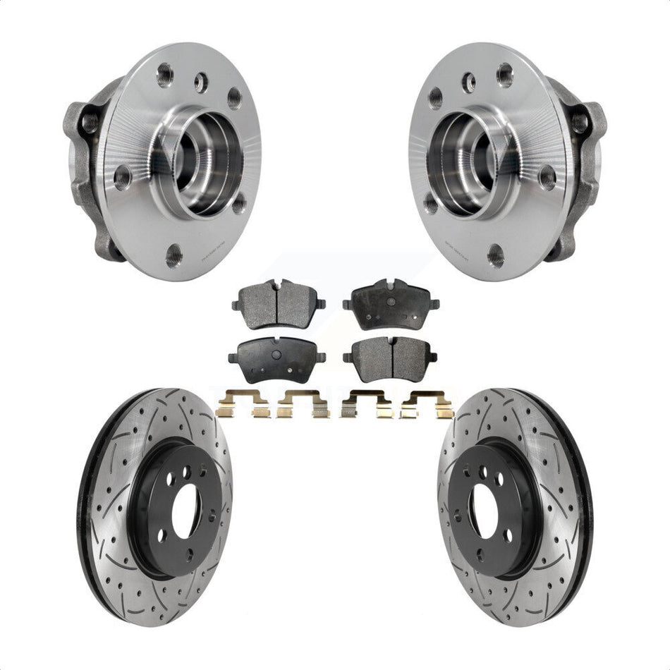 Front Hub Bearing Assembly Coated Drilled Slotted Brake Rotor And Pad Kit For Mini Cooper KBB-125767
