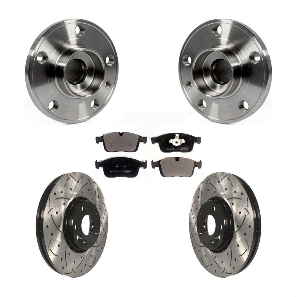 Front Hub Bearing Assembly Coated Drilled Slotted Disc Brake Rotor Pad Kit For Volvo XC60 KBB-125770