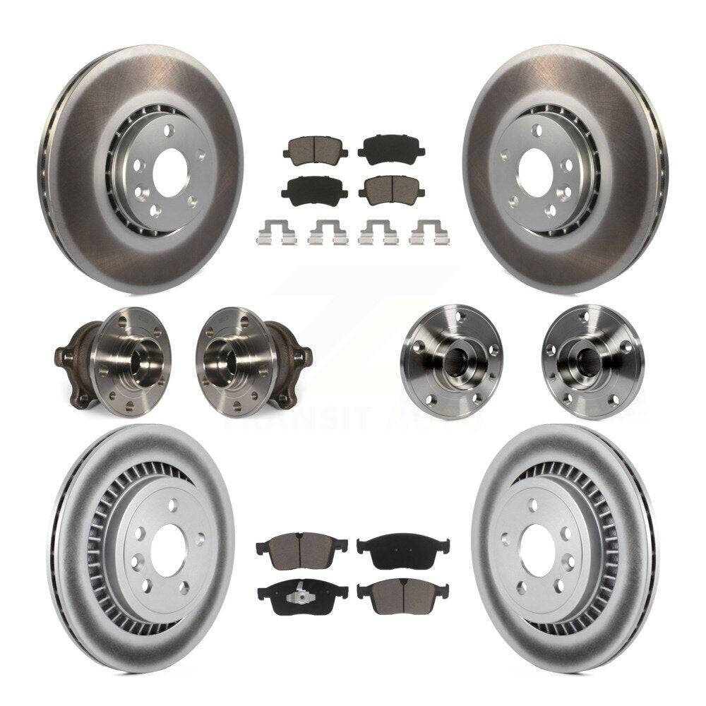 Front Rear Hub Bearing Coated Disc Brake Rotor And Pad Kit (10Pc) For 2017 Volvo XC60 AWD KBB-125780