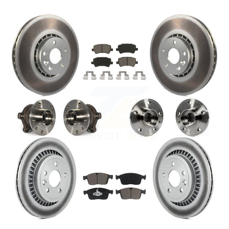 Front Rear Hub Bearing Coated Disc Brake Rotor And Pad Kit (10Pc) For 2017 Volvo XC60 AWD KBB-125780
