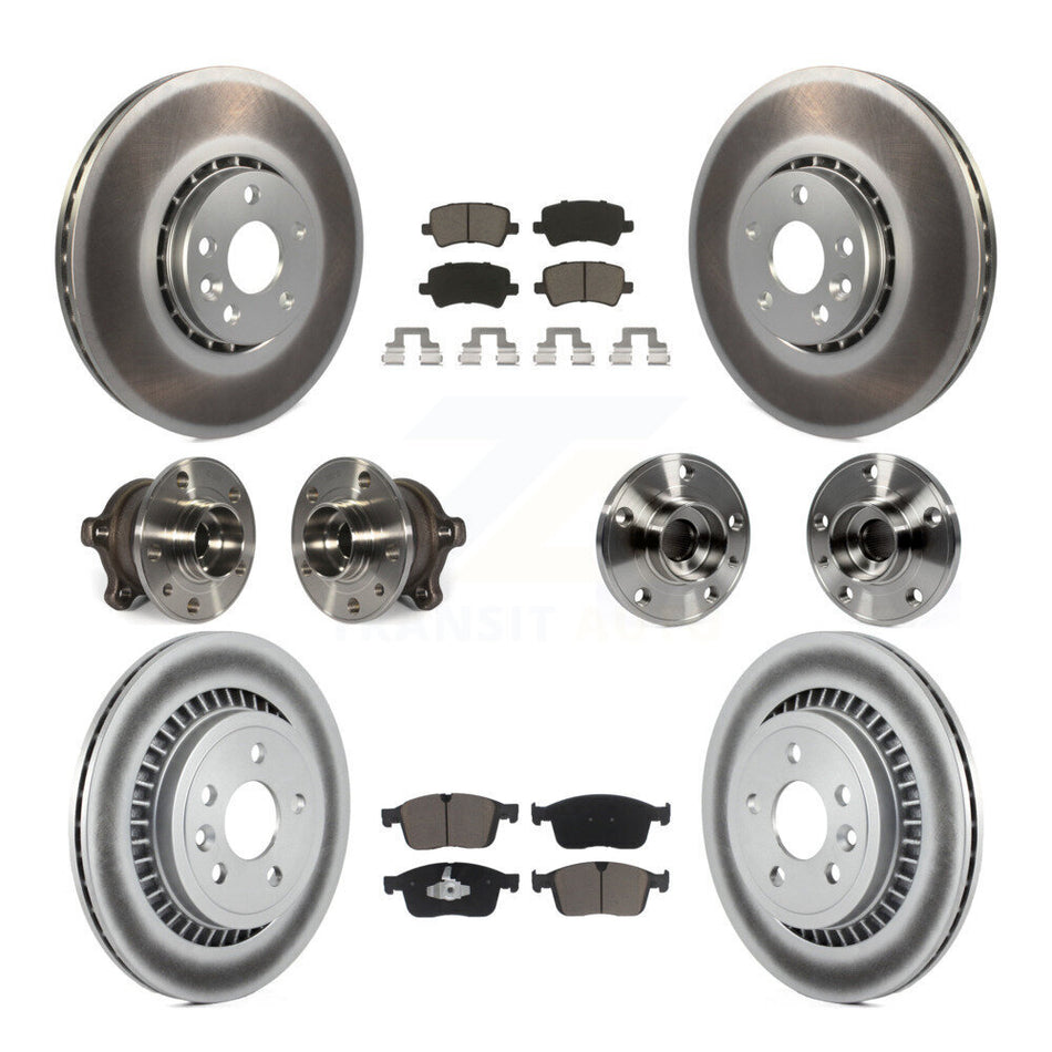 Front Rear Hub Bearing Coated Disc Brake Rotor And Pad Kit (10Pc) For 2017 Volvo XC60 AWD KBB-125780