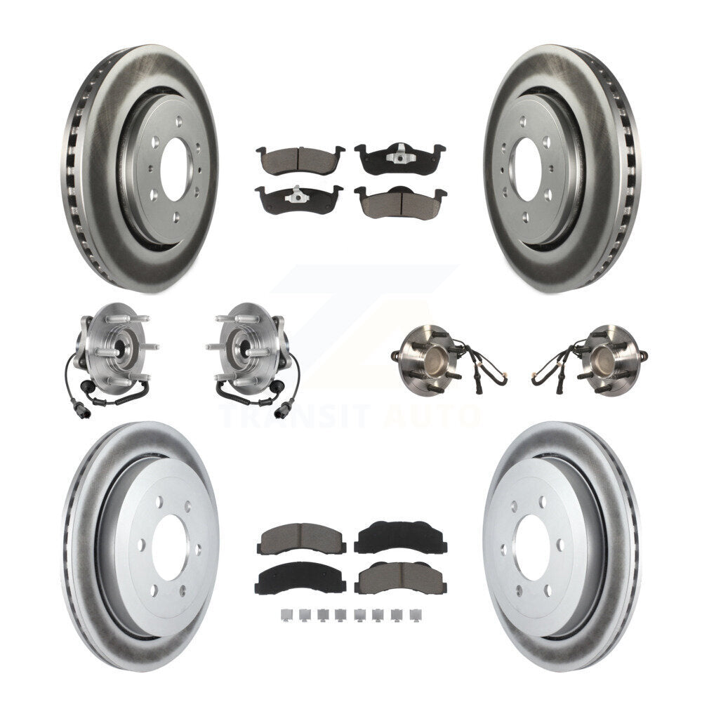 Front Rear Hub Bearing Coated Brake Rotor Pads Kit (10Pc) For Ford Expedition Lincoln RWD KBB-125788