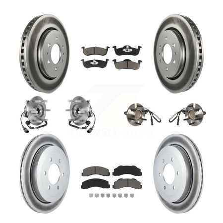 Front Rear Hub Bearing Coated Brake Rotor Pads Kit (10Pc) For Ford Expedition Lincoln RWD KBB-125788